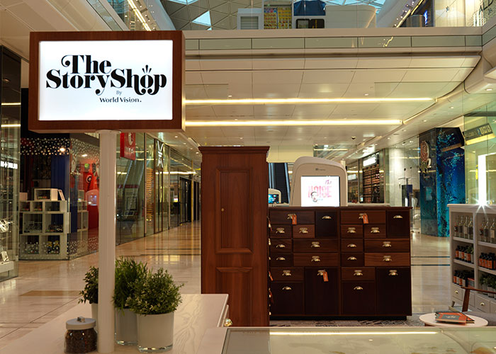 World Vision's "The Story Shop" kiosk